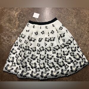 Talbots Black and White Butterfly A-Line Skirt Size 2P